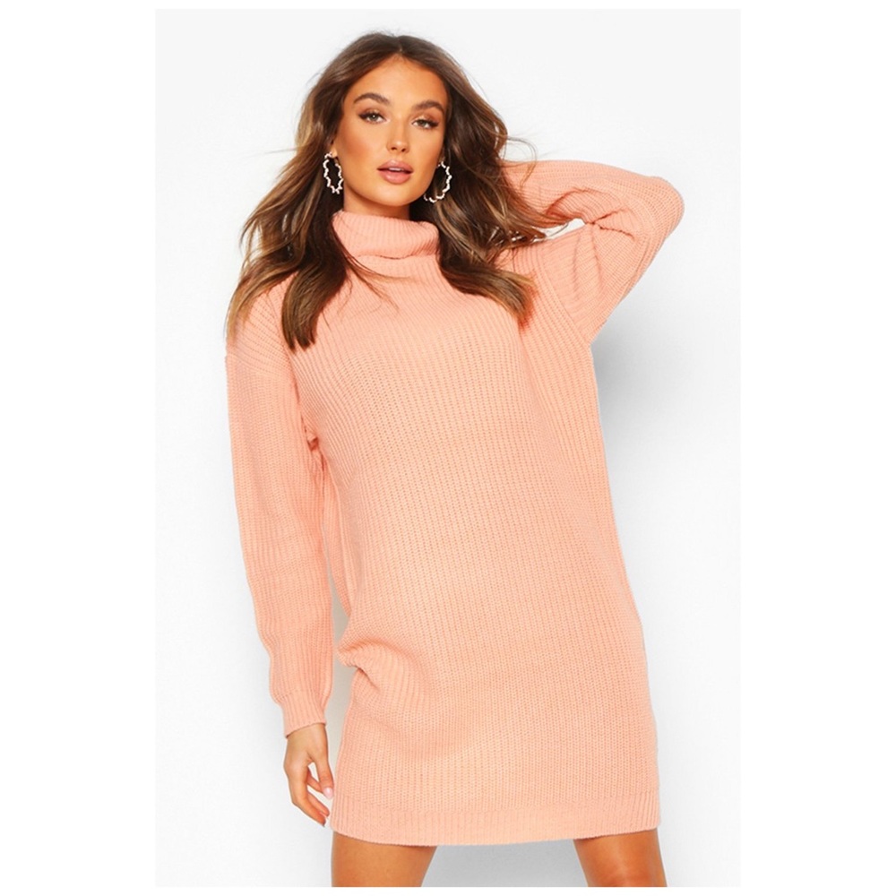 Boohoo Turtleneck Fisherman Sweater Dress